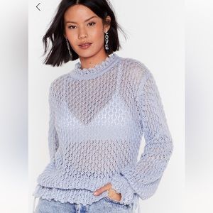 NWOT - NASTY GAL SHEER POINTELLE KNIT SLOUCHY SWEATER